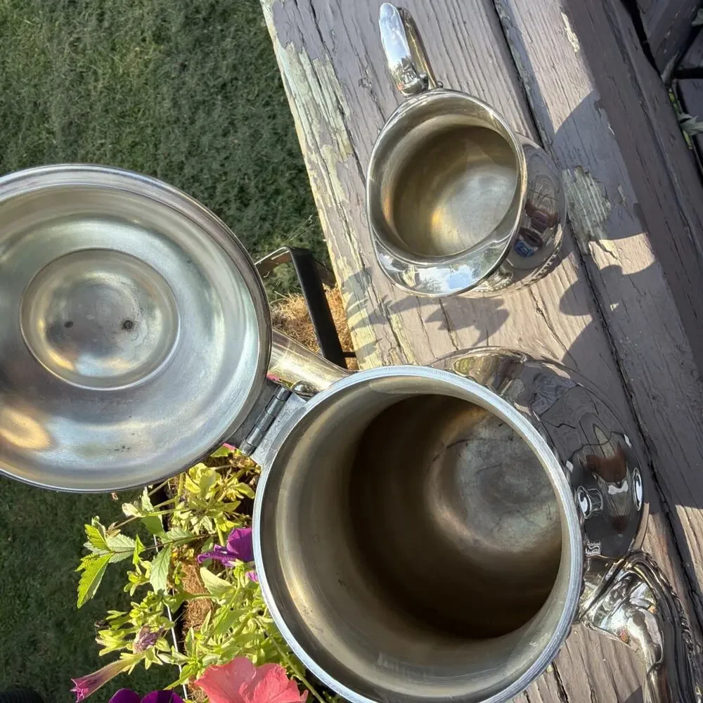 Vintage Art Silver Co SPC 7500 Silverplate 3 Pc Tea Coffee Set 1930s 1940s Art